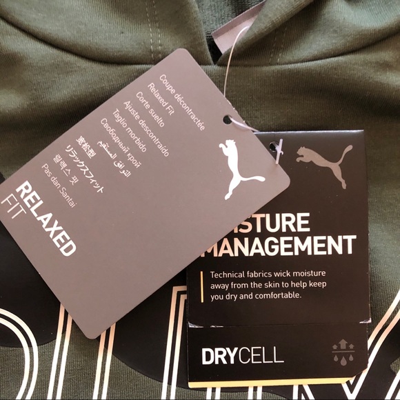 PUMA modern sports logo watermarked hoodie sweatshirt green thyme S NWT - Picture 15 of 16